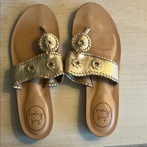 Jack Rogers Gold Sandals with Ornate Embellishments